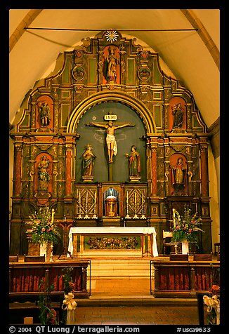Altar detail, Carmel Mission. Carmel-by-the-Sea, California, USA (color)