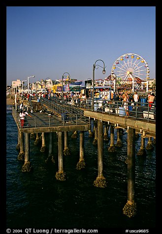 Pier and Ferris Wheel, late afternoon. Santa Monica, Los Angeles, California, USA (color)