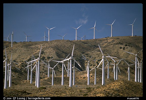 Electricity-generating Windmills, Horned Toad Hills near Mojave. California, USA (color)