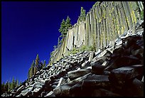 Columnar basalt, afternoon,  Devils Postpile National Monument. California, USA