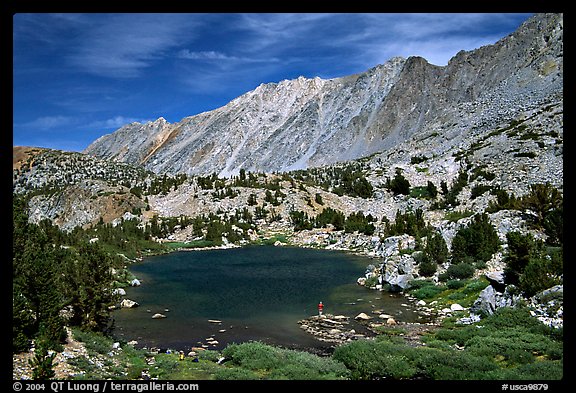 Small Lake, mountain, and fisherman, Inyo National Forest. California, USA (color)