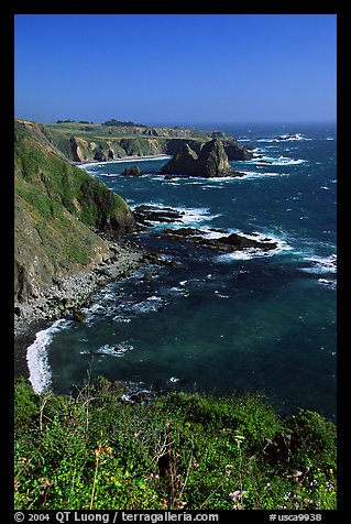 Cliffs and surf near Fort Bragg. Fort Bragg, California, USA (color)