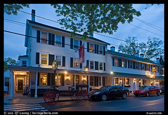 Griswold Inn at dusk, Essex. Connecticut, USA (color)