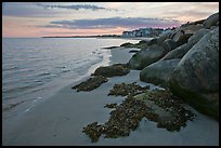 Rocks and beachfront houses, Westbrook. Connecticut, USA (color)