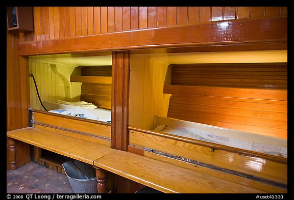 Sleeping berth on historic ship. Mystic, Connecticut, USA (color)