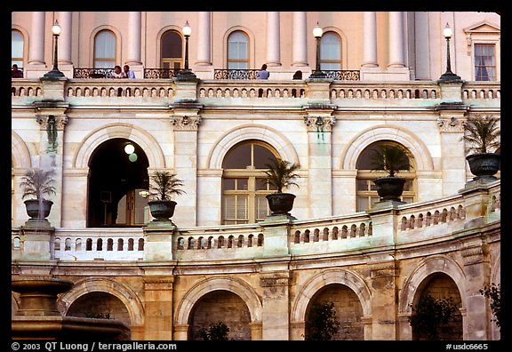 Detail of the facade of the Capitol. Washington DC, USA