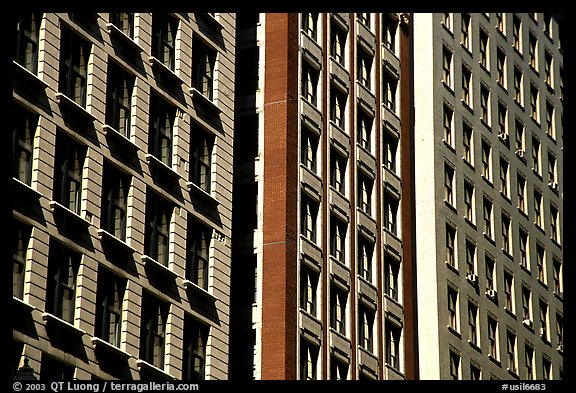 Architectural detail of facades. Chicago, Illinois, USA