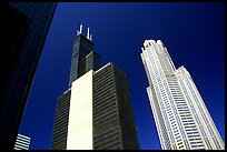 Sears tower and other skyscrappers towering in the sky. Chicago, Illinois, USA
