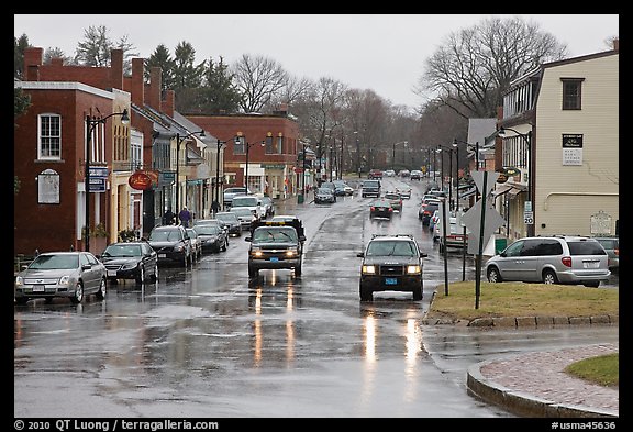 Main street in the rain, Concord. Massachussets, USA