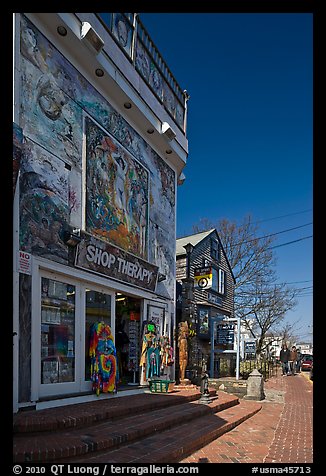 Storefront with quirky facade, Provincetown. Cape Cod, Massachussets, USA (color)