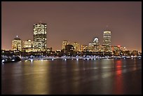 Charles River and Back Bay skyline by night. Boston, Massachussets, USA (color)