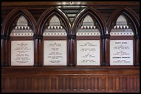 White marble tablets commemorating Civil War casualties, Memorial Hall, Harvard University, Cambridge. Boston, Massachussets, USA ( color)