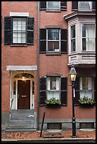 Brick residential houses, Beacon Hill. Boston, Massachussets, USA