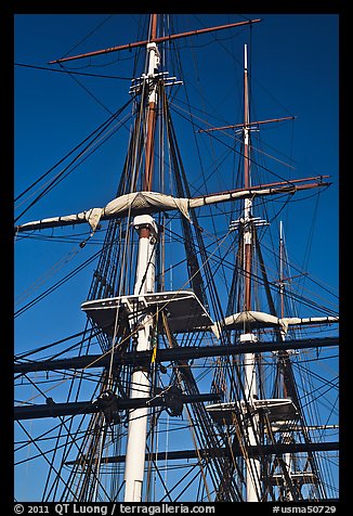 Masts of USS Constitution. Boston, Massachussets, USA (color)