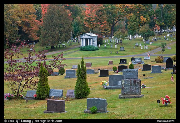 Cemetery in autumn, Greenville. Maine, USA