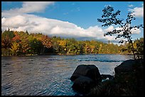Penobscot River, boulders, and trees in fall. Maine, USA ( color)