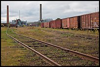 Railroad and mill, Millinocket. Maine, USA (color)