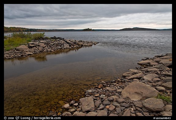 Eagle Lake channel with tea-brown waters near Tramway site. Allagash Wilderness Waterway, Maine, USA (color)