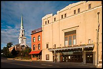 Penobscot Theater and church. Bangor, Maine, USA (color)