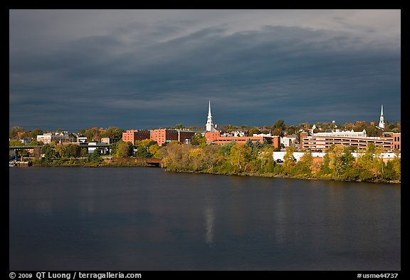 Picture Photo Bangor Skyline With Penobscot River Bangor Maine Usa