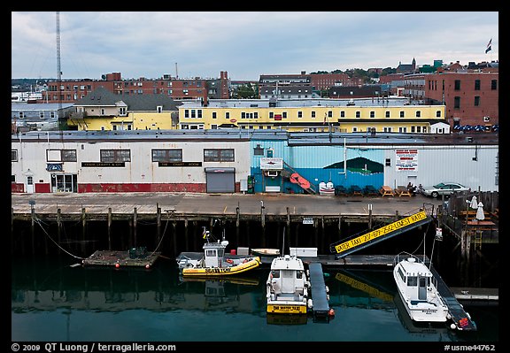 Boats and piers. Portland, Maine, USA (color)
