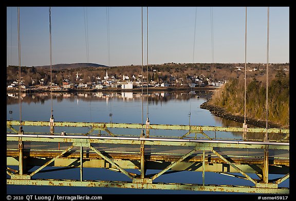Waldo-Hancock Bridge and Buckport. Maine, USA (color)