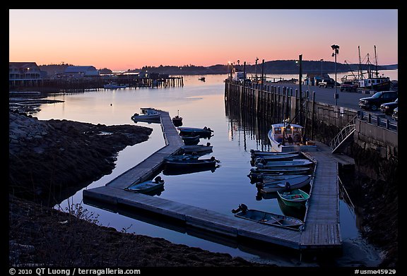 Small boat harbor at dawn. Stonington, Maine, USA (color)