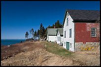 Historic houses and Penobscot Bay. Stonington, Maine, USA