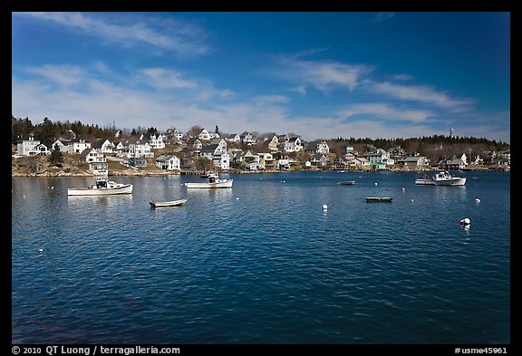 Village and harbor. Stonington, Maine, USA (color)
