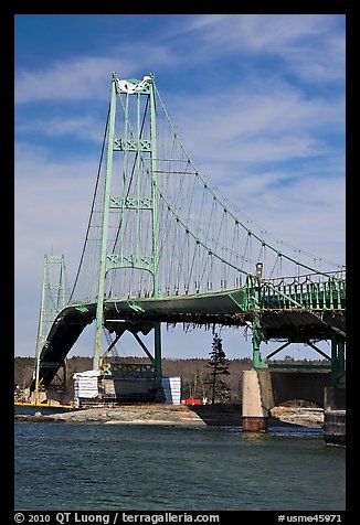 Suspension bridge between Little Deer Isle and mainland. Maine, USA (color)
