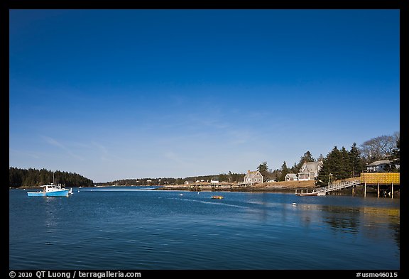 Isle-au-Haut harbor. Isle Au Haut, Maine, USA (color)