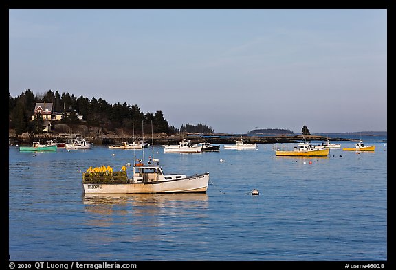 Traditional Maine lobstering boats. Stonington, Maine, USA (color)