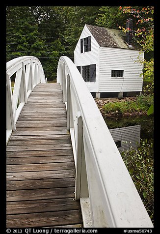 White wooden bridged and house. Maine, USA (color)