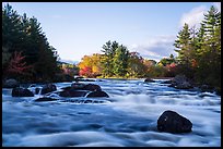 Haskell Rock Pitch and trees in autumn foliage, East Branch Penobscot River. Katahdin Woods and Waters National Monument, Maine, USA ( color)
