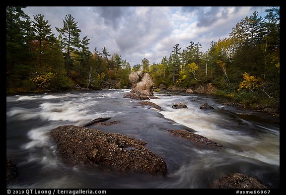 East Branch Penobscot River rapids and Haskell Rock. Katahdin Woods and Waters National Monument, Maine, USA (color)