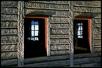 Windows in Great Hall, Grand Portage National Monument. Minnesota, USA (color)