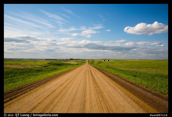 Gravel road in open prairie. North Dakota, USA (color)