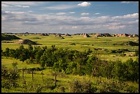 Farmlands and distant badlands. North Dakota, USA (color)