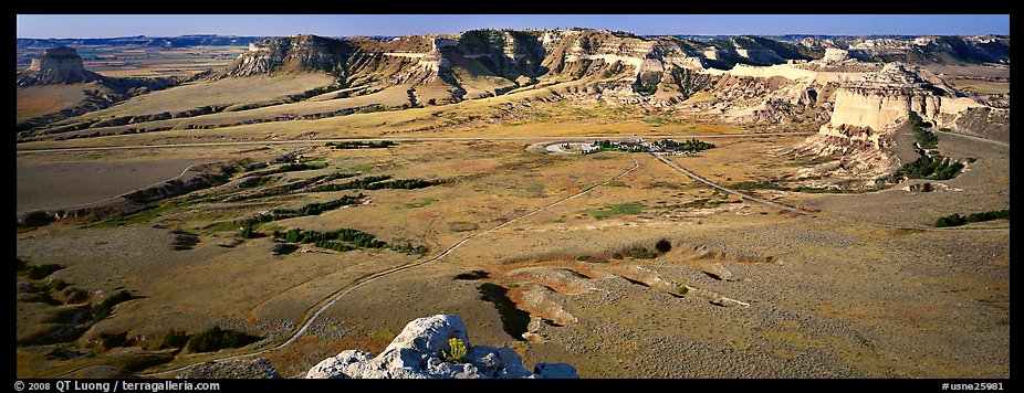 Valley and cliffs,  Scotts Bluff National Monument. Nebraska, USA (color)