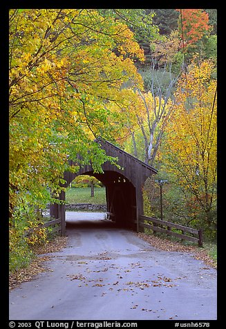 Covered bridge in the fall, Bath. New Hampshire, USA (color)