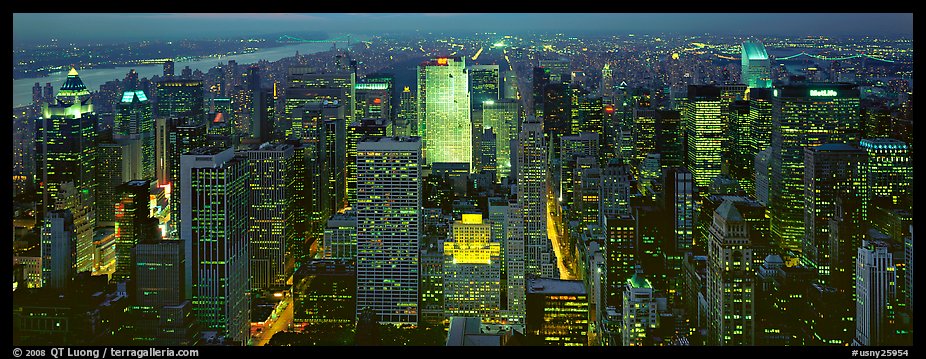 Manhattan night cityscape. NYC, New York, USA (color)