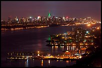 Hudson River and New York skyline at night. NYC, New York, USA ( color)