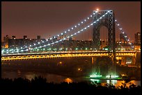 Washington Bridge at night. NYC, New York, USA (color)