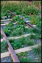 Retired railroad tracks, the High Line. NYC, New York, USA (color)