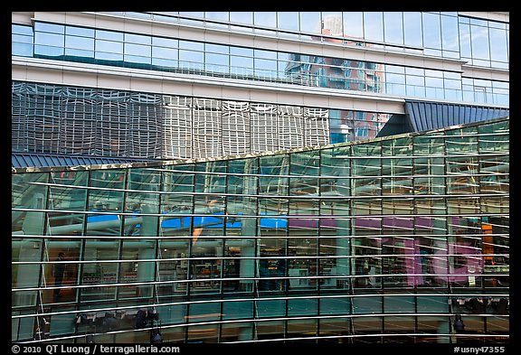 Reflections and glass walls, Bloomberg Tower. NYC, New York, USA