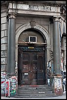 Door of old building on Bowery. NYC, New York, USA ( color)
