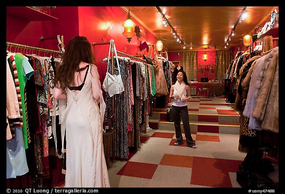 Inside boutique clothing store, SoHo. NYC, New York, USA (color)
