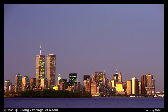 South Manhattan and WTC at dusk. NYC, New York, USA (color)