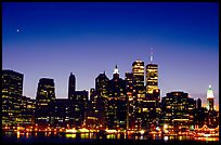 South Manhattan and WTC from Brooklyn, dusk. NYC, New York, USA (color)