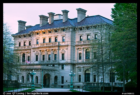 Breakers mansion, largest in Newport, at dusk. Newport, Rhode Island, USA (color)